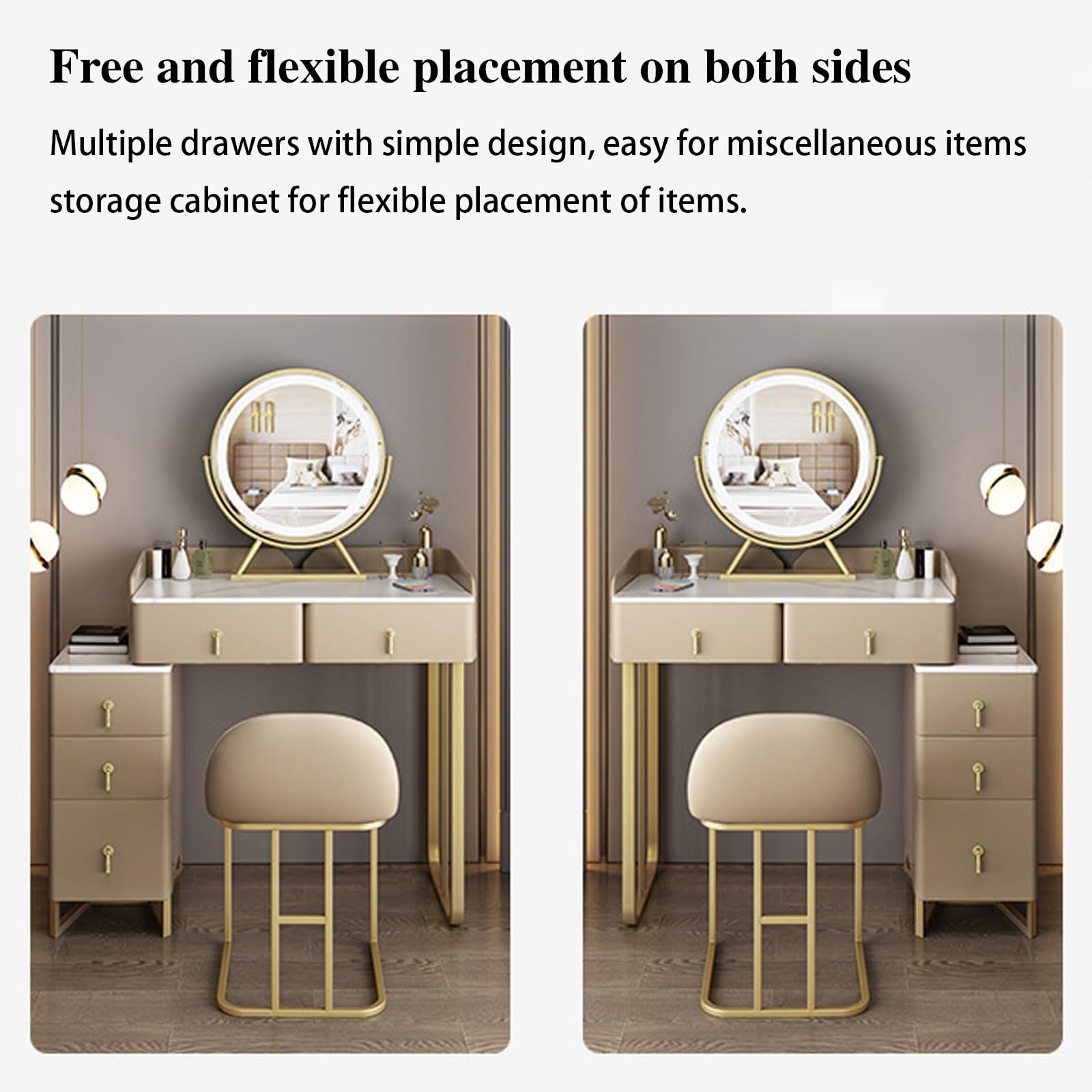 LEDライト付きメイクアップテーブル Amazon｜JIAOCKJIAO LED メイクアップ化粧台、ベッドサイド